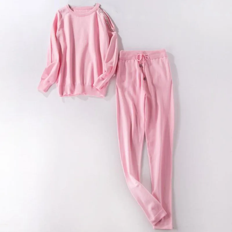 Комбинезоны с открытыми плечами и рукавами 2019 комплекты из двух предметов свитер