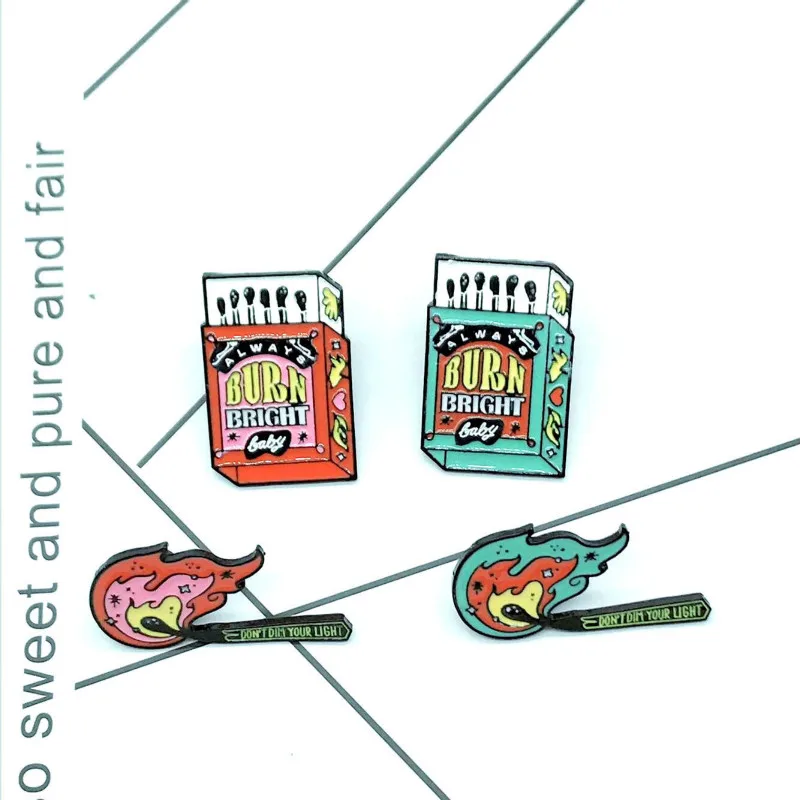 Креативная брошь Matchbox для женщин и мужчин цвет красный зеленый индивидуальная