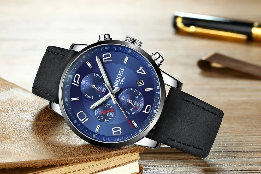 Кварцевые наручные часы, NIBOSI, модные часы Montres Hommes, роскошные часы для мужчин, водонепроницаемые и светящиеся стрелки, мужские часы Saat