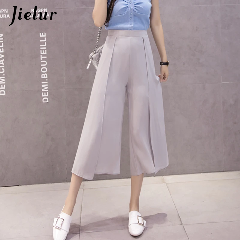 Jielur корейский модный простой брюки с высокой талией женские 2019 s xl белые черные