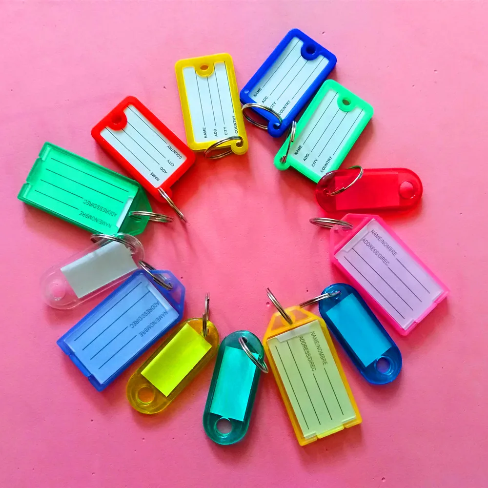 

5000 Pcs 4 Style Colorful Plastic Key Fobs Luggage ID Card Name Label Tag Keyring Classification Key Chains