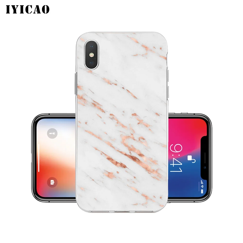 IYICAO золотой мраморный коллаж Модный мягкий силиконовый чехол для телефона iPhone X XR