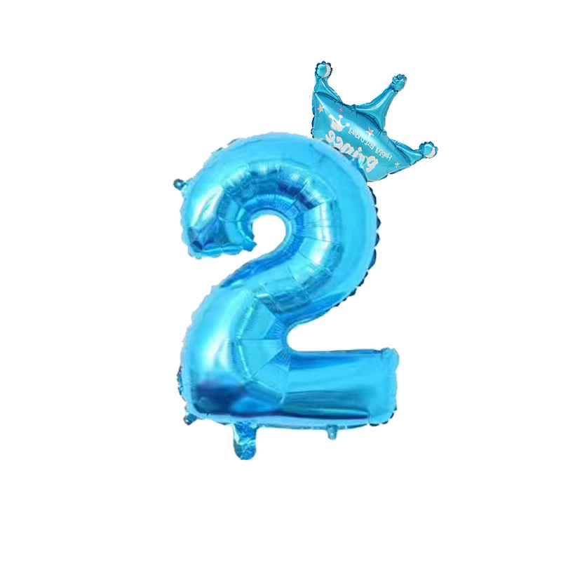 Blue Crown 2 2 шт. 32 дюйма розовый и голубой номер цифры фольги Воздушные шары 1 2 3 4 5 6 7 8 9 лет ребенок Мальчики Девочки День рождения корона фольги воздушный шар Декор - Цвет: Blue Crown 2
