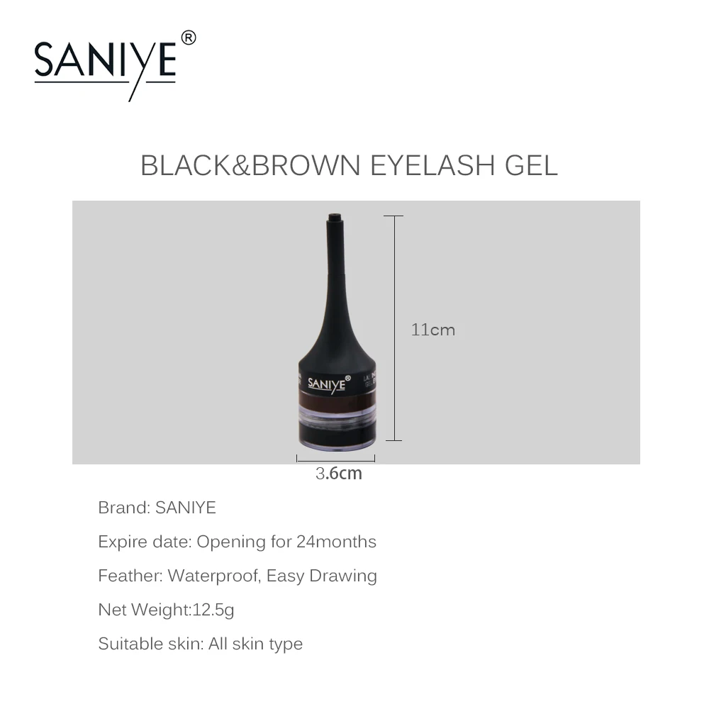 SANIYE 2 in 1 Brown Black Waterproof Eyeliner Gel With Brush Professional Eyes Makeup Quick Dry Delineador de ojos M208 |