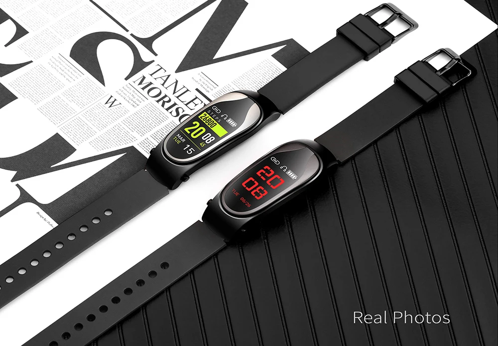 KingWear KR04 Bluetooth наушники Smartband 2 в 1 пульсометр Монитор артериального давления умный Браслет спортивный фитнес трекер группа