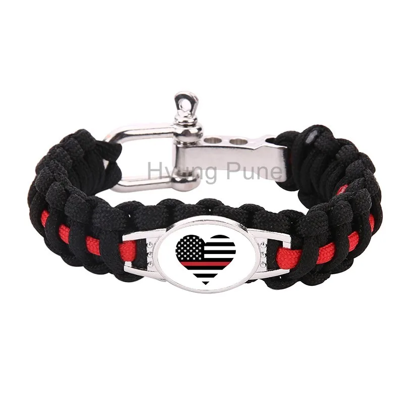 Красный пожарный жизни материя браслет для выживания paracord мужчин и женщин с