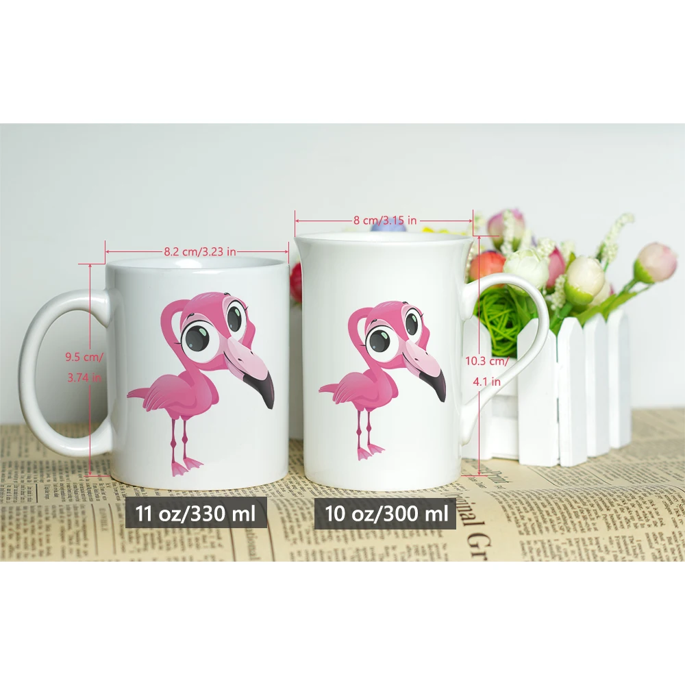 Молочная кружка MAYREY из белой керамики с популярным дизайном и рисунком фламинго для детей.