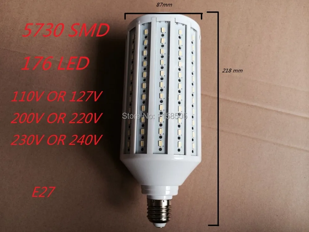 Новая E27 55 Вт Светодиодная лампа ультра яркая 5730 SMD 176 LED чип 110В/220В/AC белый/теплый