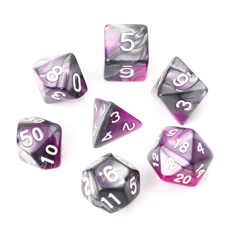 7 шт./компл. акриловые полигедральные кости для TRPG настольной игры Подземелья и