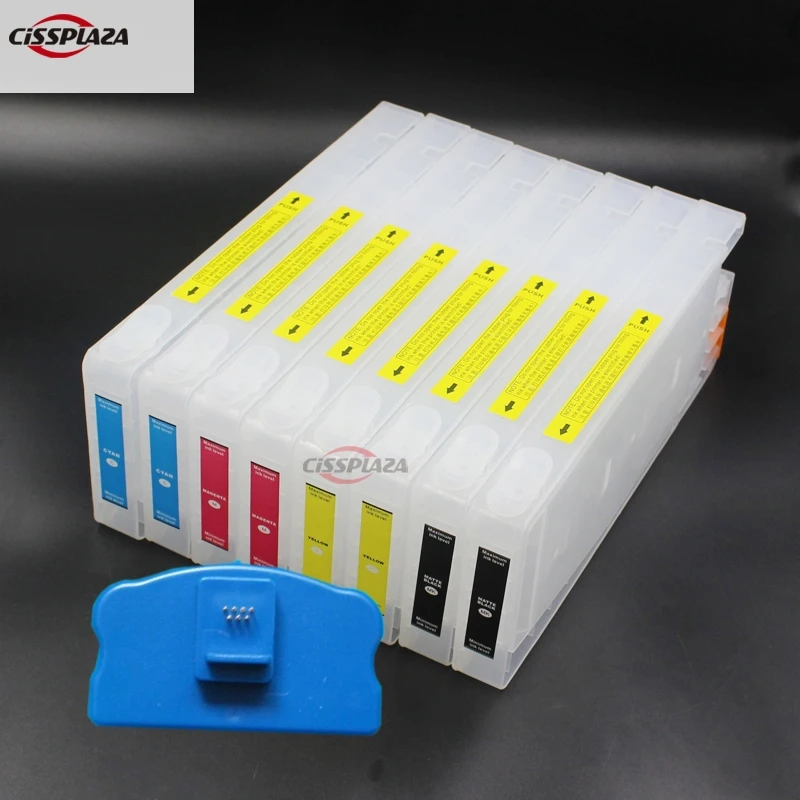 CISSPLAZA 350ml 8pcs refillable ink cartridges compatible for epson pro7400 pro 9400 printer with chip resetter