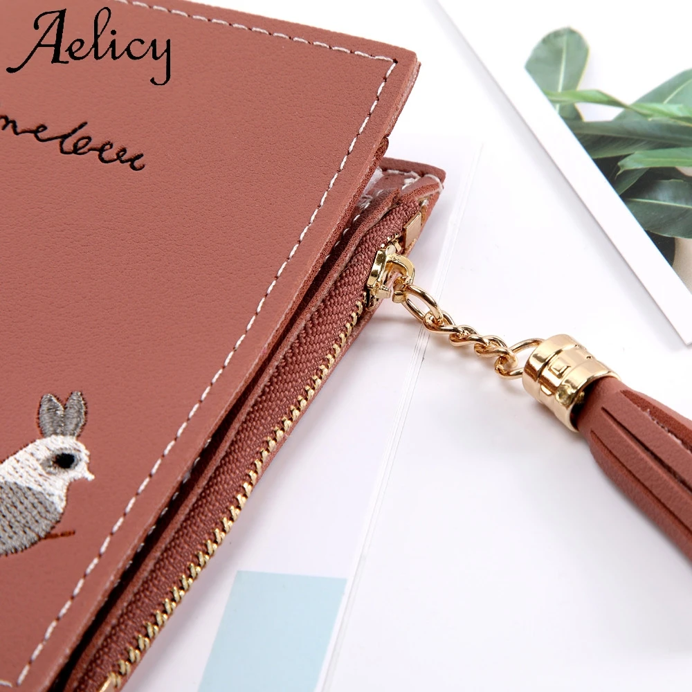 Aelicy женский короткий кошелек с лисой кошкой кисточками для монет