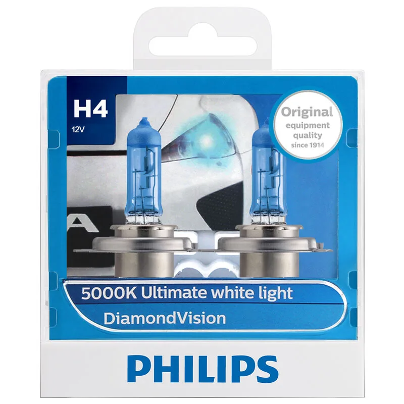 2X Philips H4 9003 12V 60/55W P43t Diamond Vision 5000 К супербелый светильник галогенные лампы головного светильник авто лампы 12342DVS2