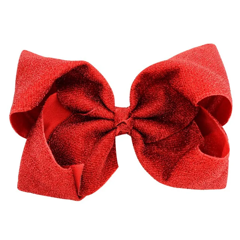 8 Inch Girls Big Bow Hair Clips Shiny Cloth Accessories Alligator Clip Boutique Kids Soild Bling Bowknot Hairpins Headwear | Детская