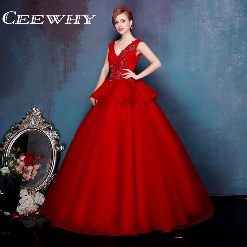 CEEWHY Sexy V-Neck Long Tulle Dress Elegant Plus Size Evening Moroccan Kaftan Embroidery Formal Prom Robe de Soiree | Свадьбы и