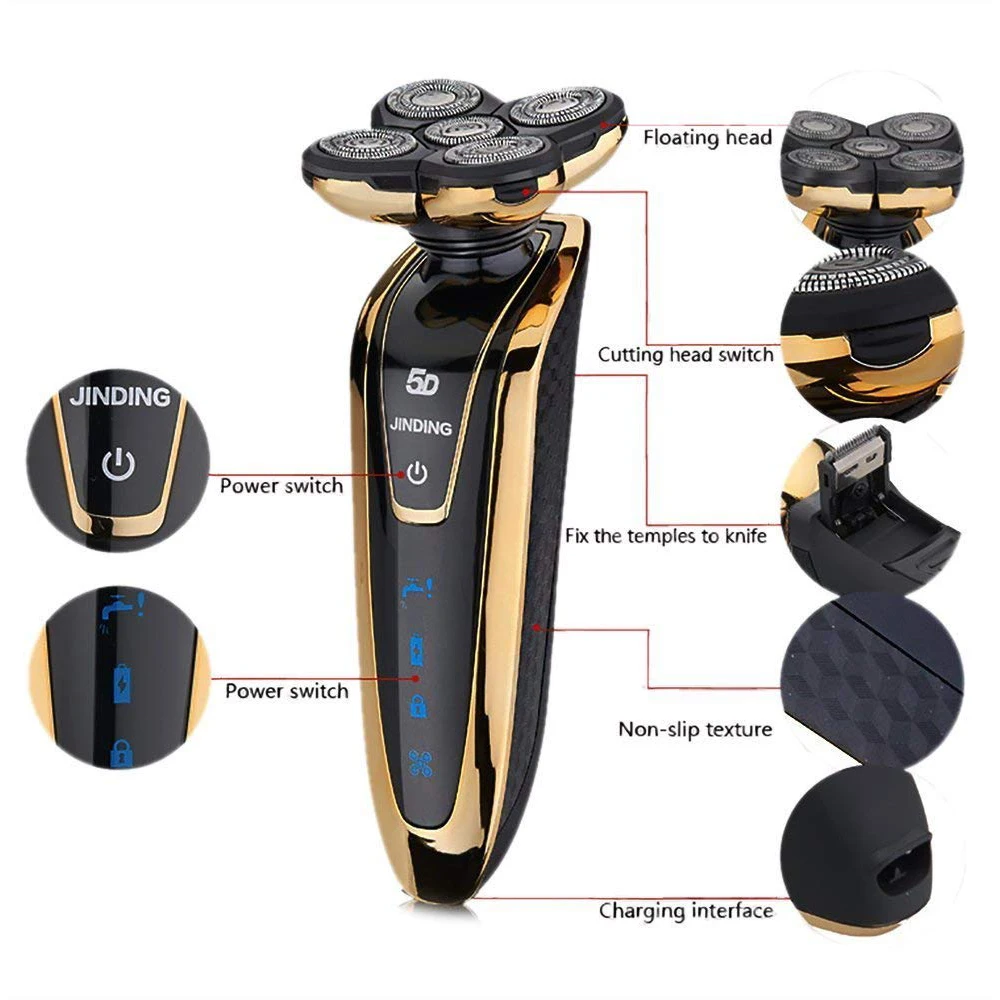 5D Floating Heads Electric Shavers Washable Rechargeable razor Men's shaving machine Beard Use with Nose Trimmer Wireless use | Бытовая