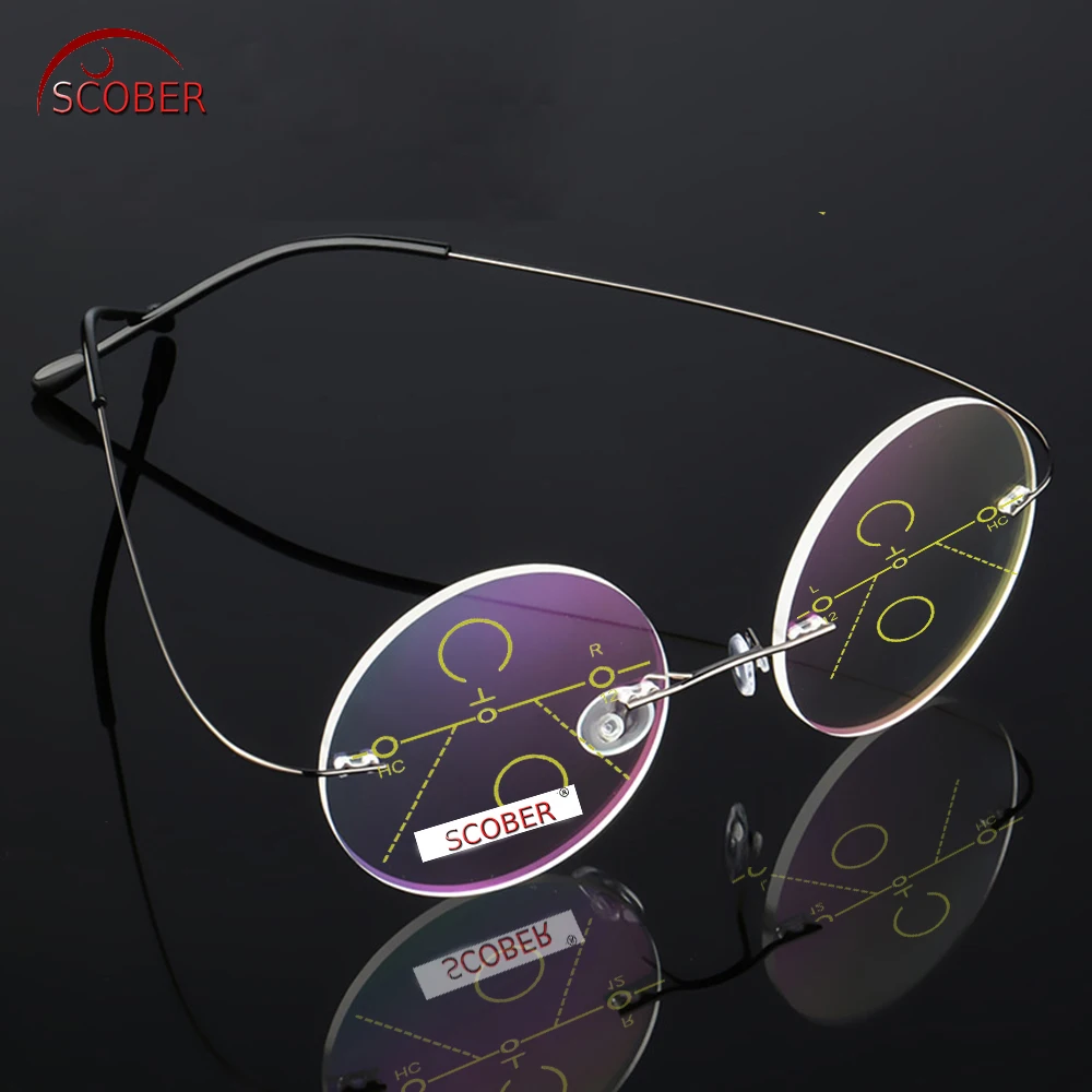 = SCOBER = Rimless Ultra-light Round Progressive Multifocal Reading Glasses MEN TITANIUM ALLOY See Near And Far ADD +1 To +4
= SCOBER = Rimless Ultra-light Round Progressive Multifocal Reading Glasses MEN TITANIUM ALLOY See Near And Far ADD +1 To +4