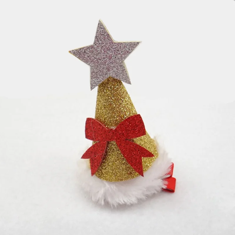

Lovely Alligator Clips for Girls Glitter Star Hat Decorated with Plush Fashion Christmas and Parties Hair Accessories