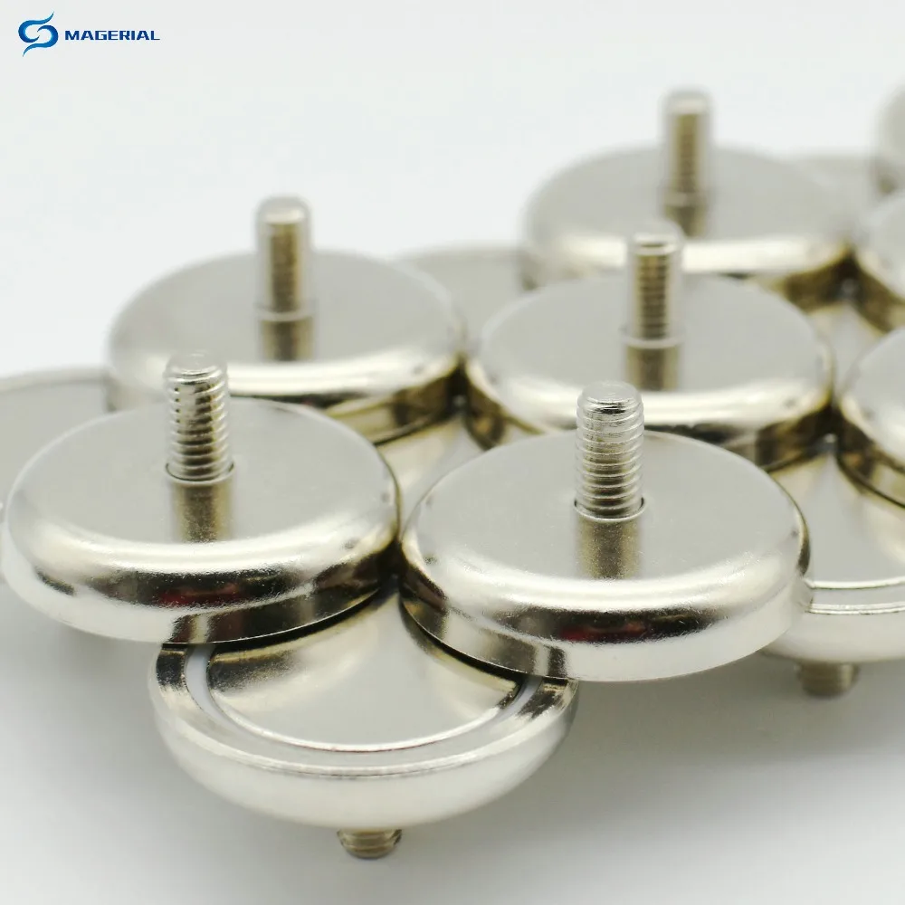 

Holding Magnet Tool Diameter 60mm Clamping Pot Storage Workshop & Male Thread Eye Bolt Iron Hanger Set NdFeB Lifting Permanent