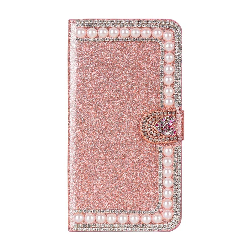 rose gold Блестящий перламутровый кожаный чехол-книжка для samsung galaxy s9 s9plus, Алмазный флип-чехол-кошелек, блестящий Шелковый Чехол-подставка для samsung s9 - Цвет: rose gold