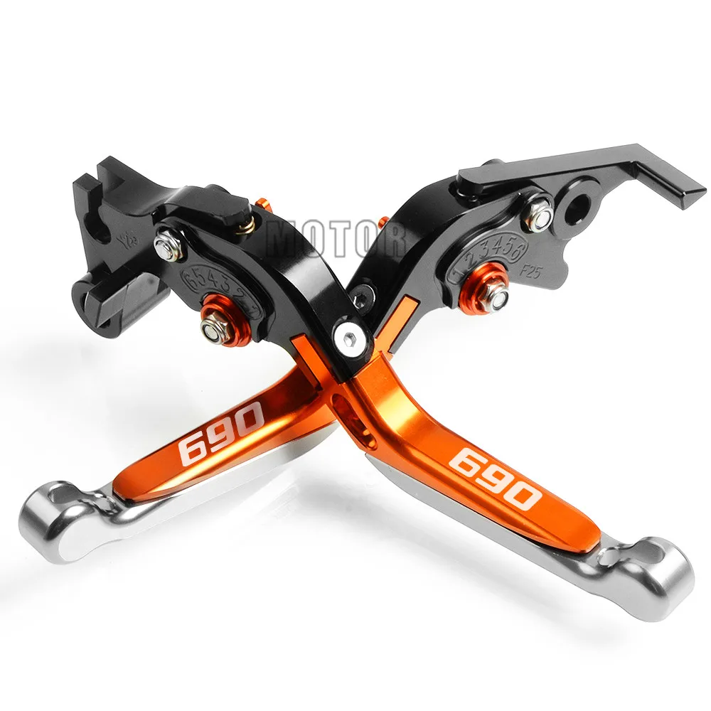 Black-Orange-Silver CNC мотоцикл регулируемые складные тормозные рычаги сцепления для KTM 690SMC 690SMC-R 690 Duke 2012-2013 Fold 690 SMC/SMC-R/Duke R - Цвет: Black-Orange-Silver