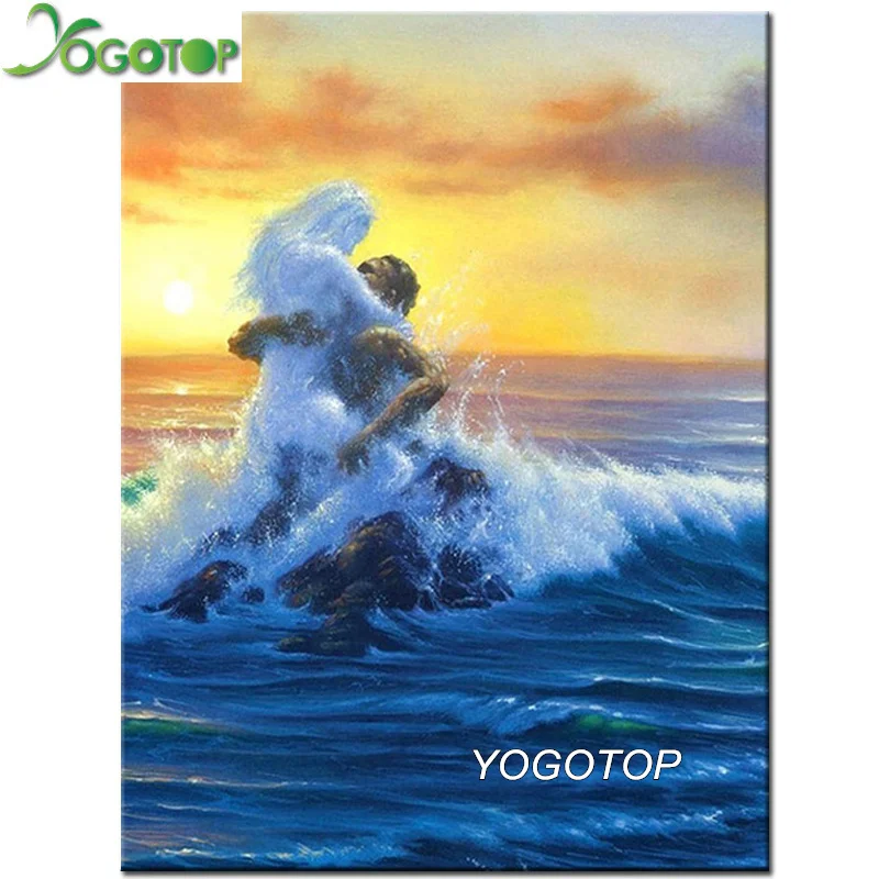 YOGOTOP 5D DIY алмазная живопись Sea love kiss Стразы мозаичные камни в форме ромба/круглая