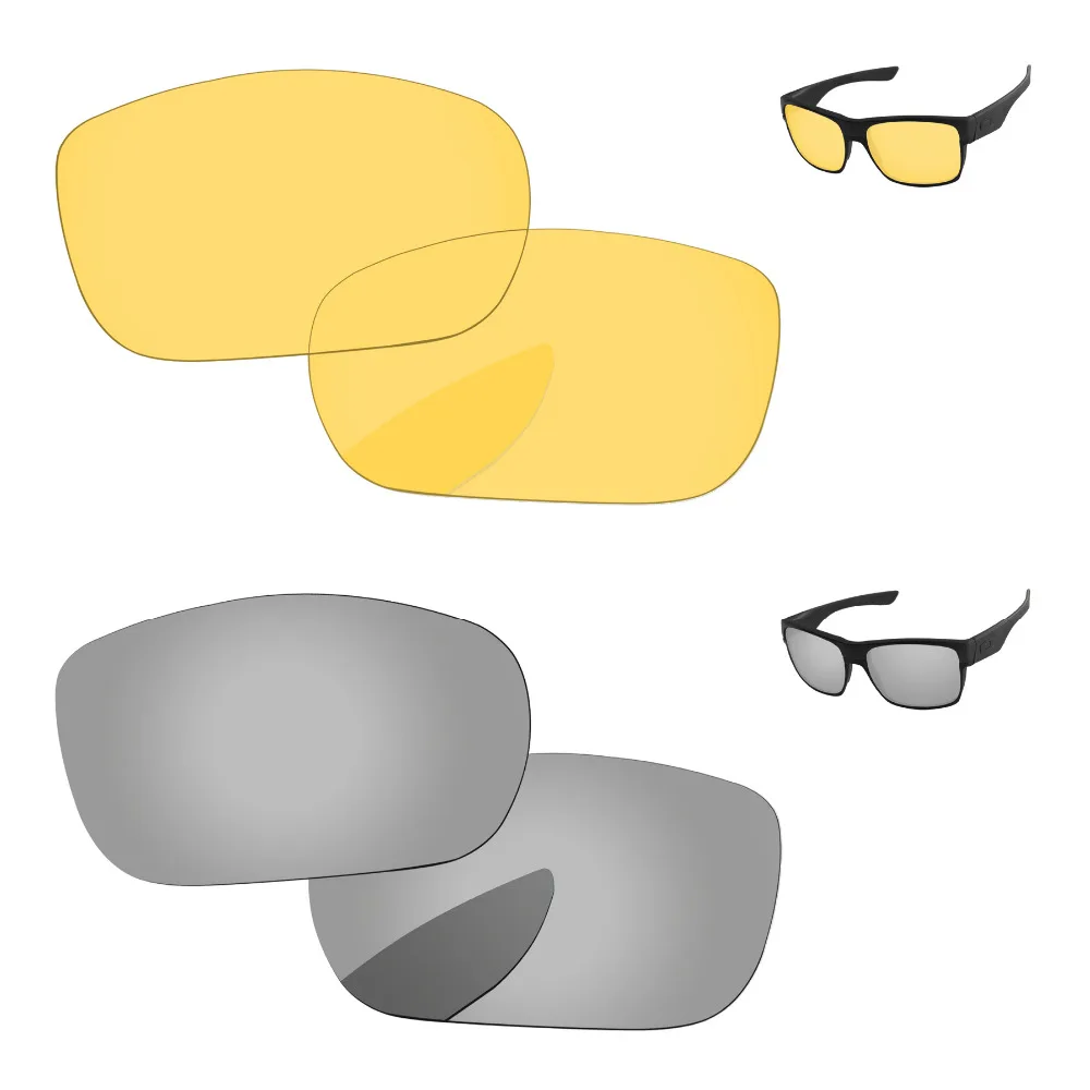 

Сменные линзы для очков TwoFace, серебристые и кристально-желтые, 2 пары, оправа для солнцезащитных очков, 100% защита от Уфа и уфв