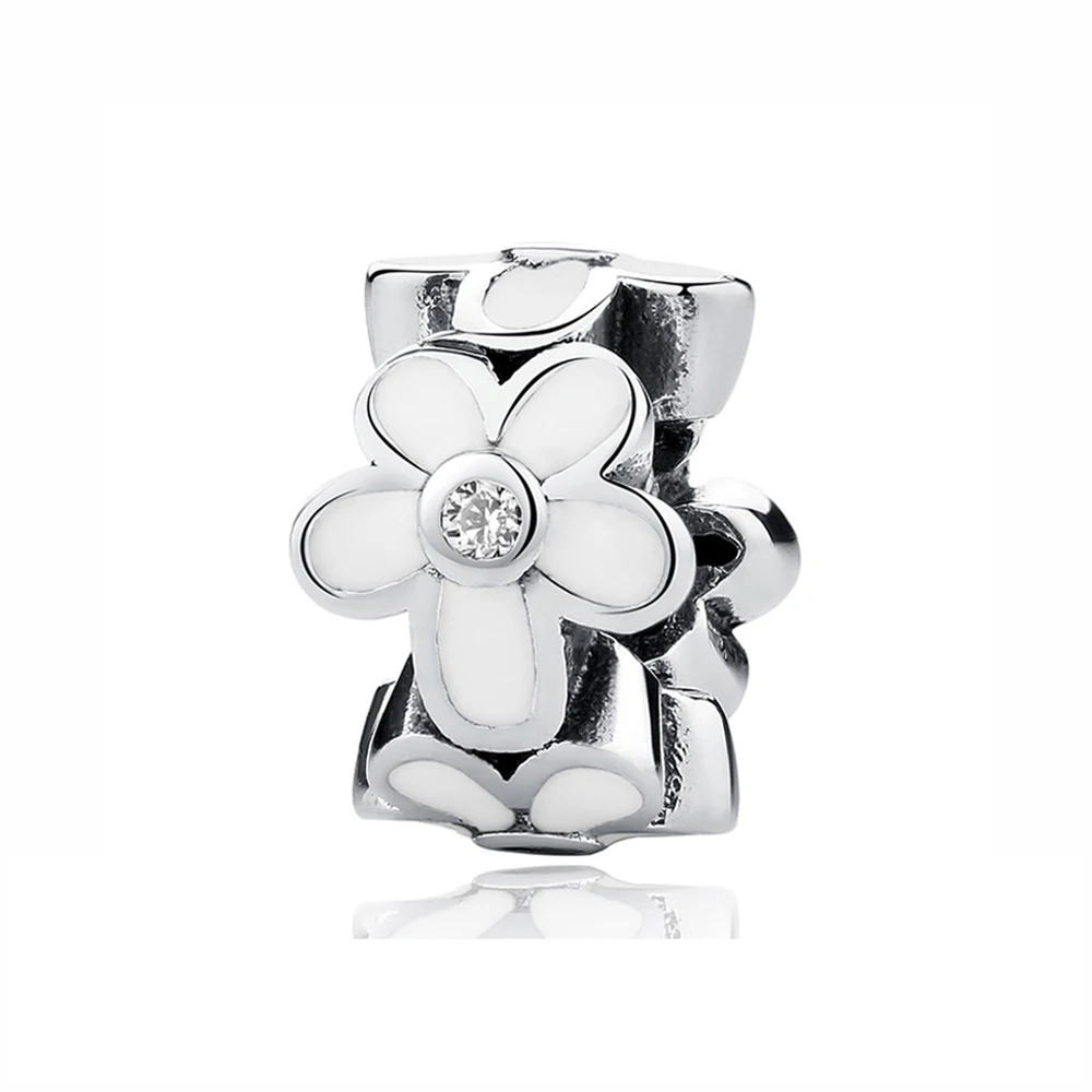 Darling Daisies 925 пробы, серебряный шарм, бусина, сердце любовь, цветок, бесконечные спейсеры, амулеты, подходят для браслетов Pandora, для женщин, сделай сам, ювелирное изделие - Цвет: Darling Daisies