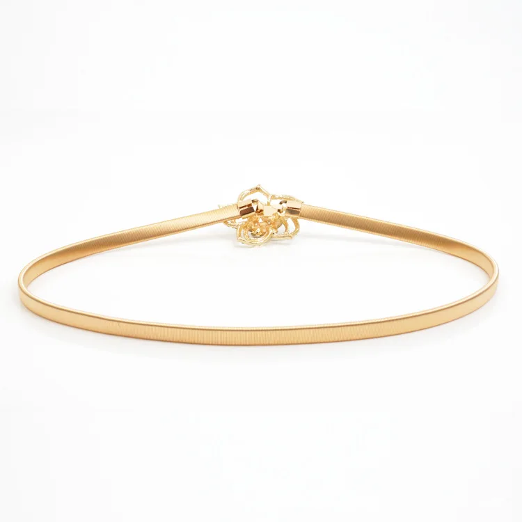 

Metal buckle belt for dresses women ladies elastic waist chain belts female gold thin belts fashion 2018 waistband RT116