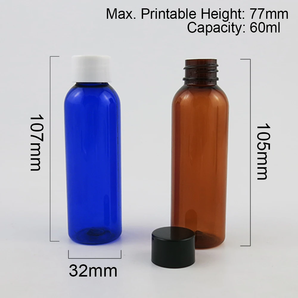 2 OZ Clear Blue Amber Green Black White PET Cream e liquid Perfume bottle with plastic screw cap lid Cosmetic Container 30pcs images - 6