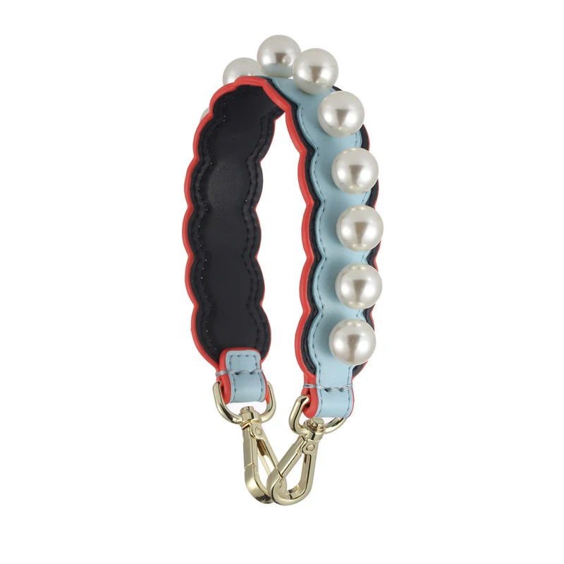 Новинка, милая сумочка из спилка, короткий пояс с жемчугом, модные сумки на ремне, аксессуары, легко застёгивающийся qn349 - Цвет: black blue gold buck