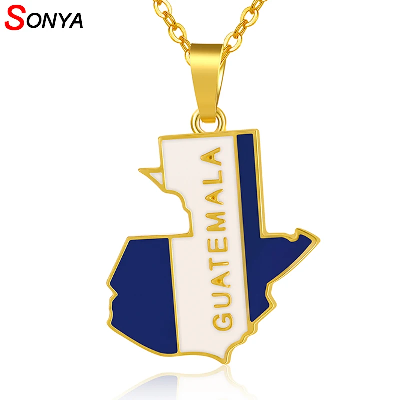 SONYA новая карта и кулон в форме флага для женщин мужчин золотого цвета виде карты |