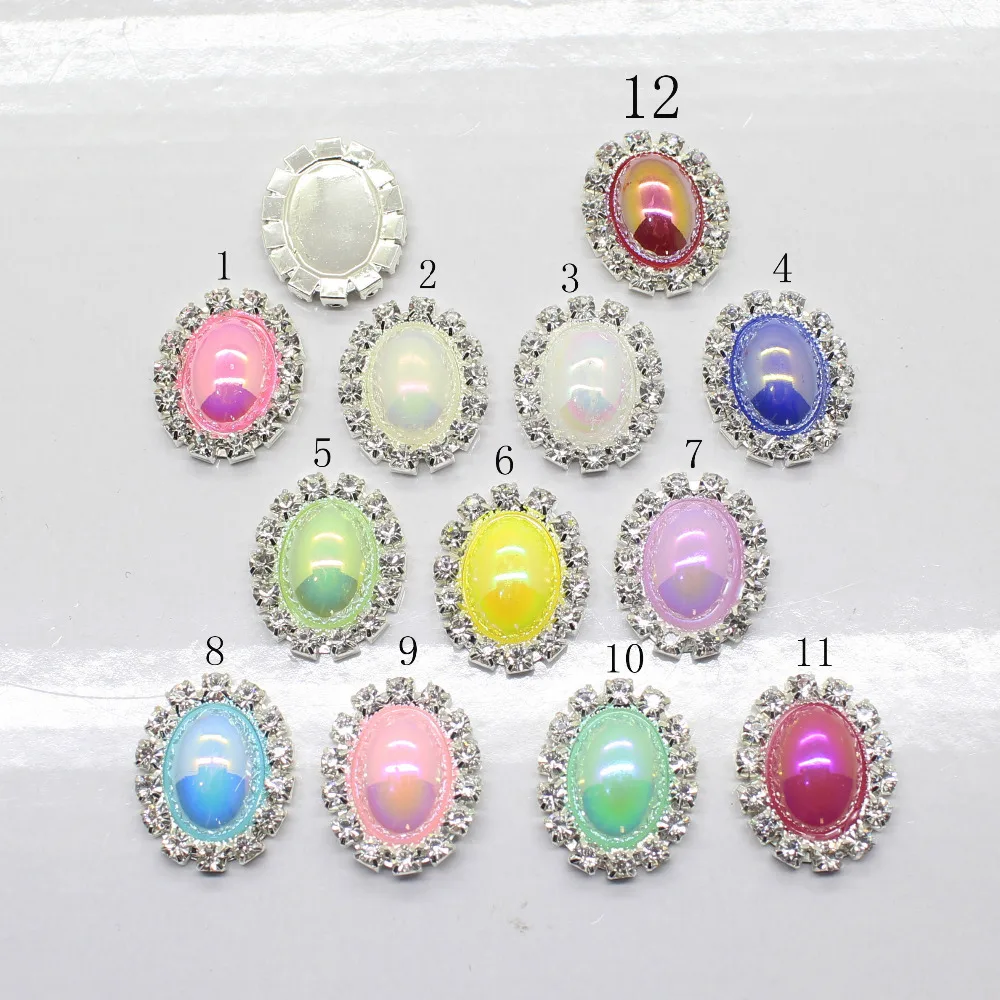 

Pearl Buttons 10Pcs/Lot 21*17MM Oval Rhinestone Buttons, DIY Handmade Wedding Dress Decoration Materials