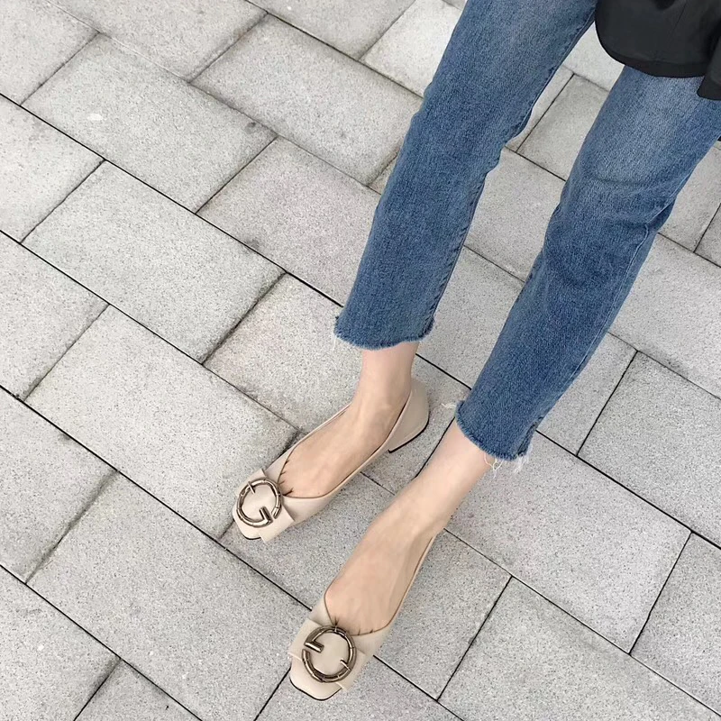 Wellwalk/Брендовая женская обувь на плоской подошве с пряжкой балетки квадратным