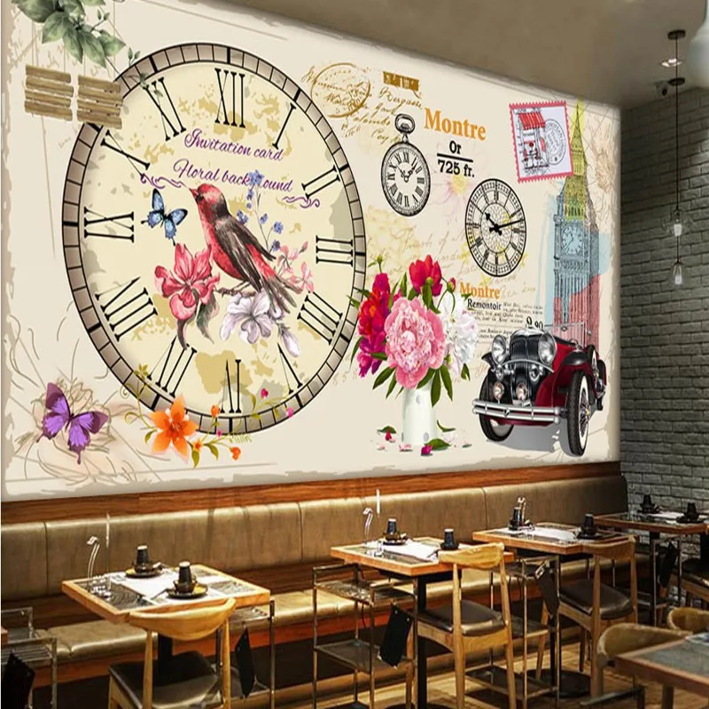 Пользовательские 3d росписи Ретро ручная роспись Лондонский автомобиль обои