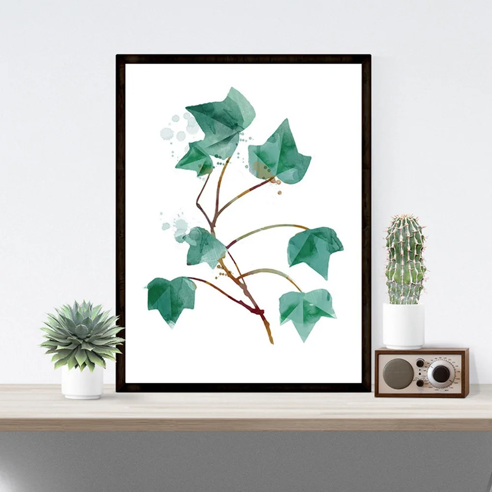 Современный холст с изображением зеленых тропических растений и листьев постер