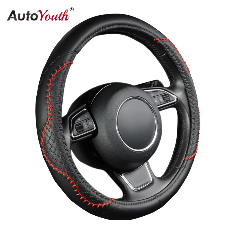 Оплетка на Руль Чехол на Руль Оплетка Руля Руль Косы Микрофибры AUTOYOUTH Цвет Чёрный И Красный Диаметр 37-38 см AY10025
