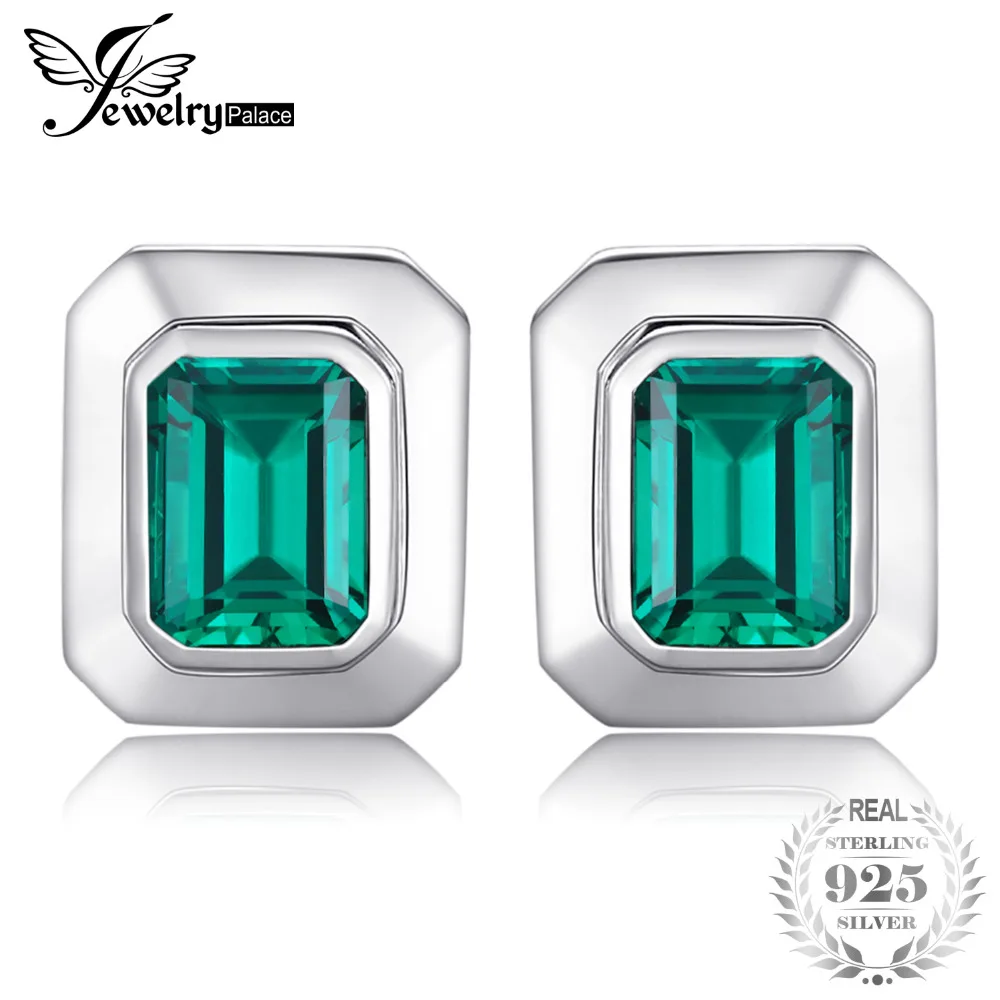 JewelryPalace Men 4ct Created Emerald Cufflinks Genuine 925 Sterling Sliver for Fine Jewelry Brand |