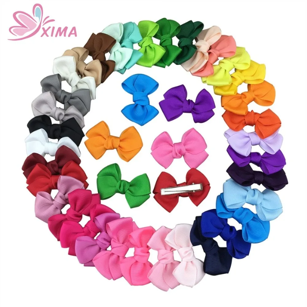 XIMA 35 шт./лот 2 5 дюйма Grosgrain ленты для волос банты с зажимом Заколки Детские