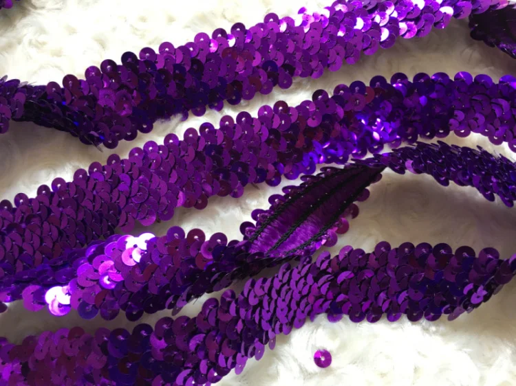 5 ярдов/партия блестящая эластичная кружевная отделка расшитая блестками лента