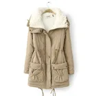 Женская хлопковая куртка на молнии Johnature, теплая Свободная куртка с отложным воротником и регулируемой талией, утепленная, 2021