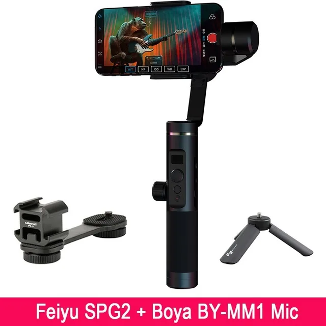 Feiyu SPG 2 3-осевой ручной шарнирный стабилизатор для камеры для телефона iphone 7 X gopro hero 7 3/4/5 Pk Zhiyun Smooth Q 4 DJI Osmo mobile 2 - Цвет: add Stand