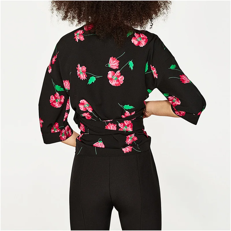 NYMPH Women Shirts Blouse Plus Size 2017 Fashion Summer New Casual Women's Half Sleeve V-neck Tops Lace Up Hem Female |