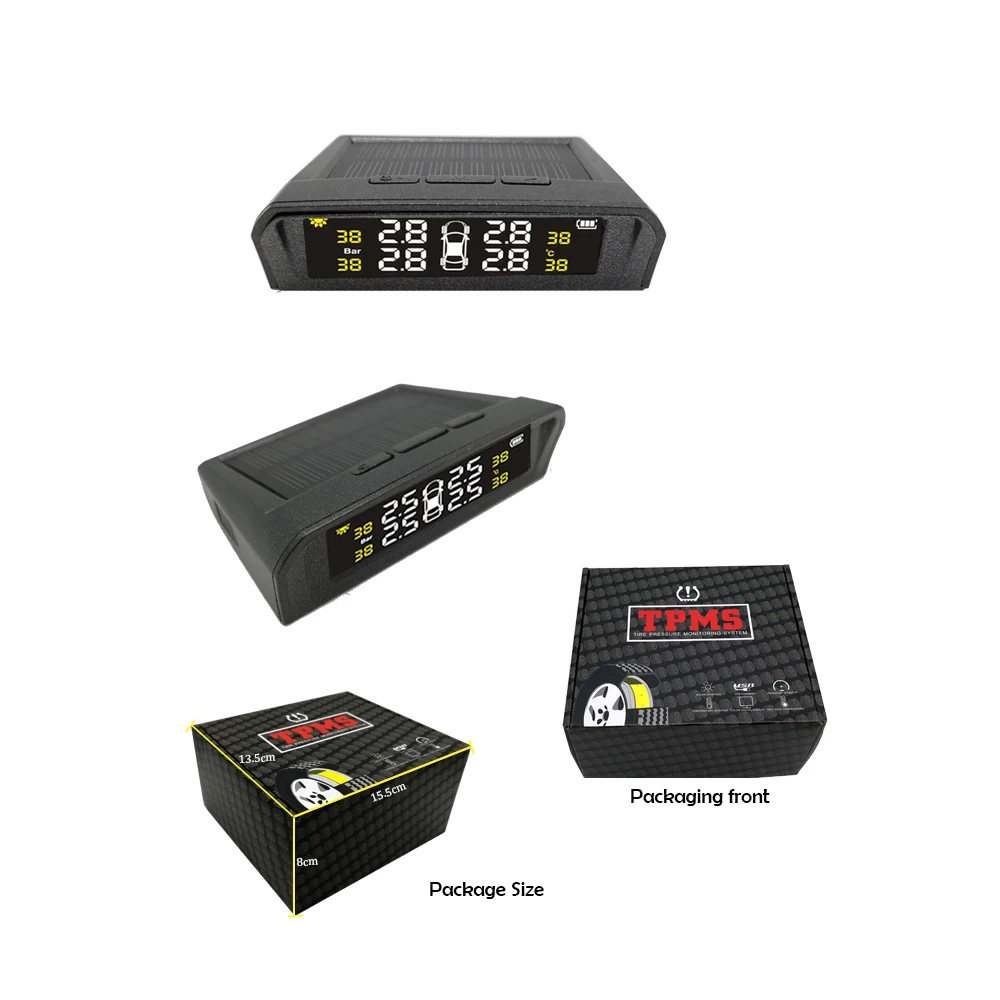 Умный автомобиль TPMS шин давление мониторинга системы Солнечный мощность зарядки