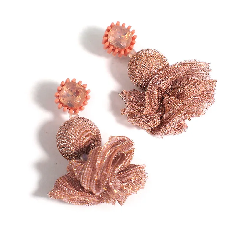 1310 Pink Earrings MANILAI, модные длинные кружевные серьги, имитация жемчуга, кристалл, бисер, большие массивные серьги, свадебные ювелирные изделия, элегантные серьги - Окраска металла: 1310 Pink Earrings