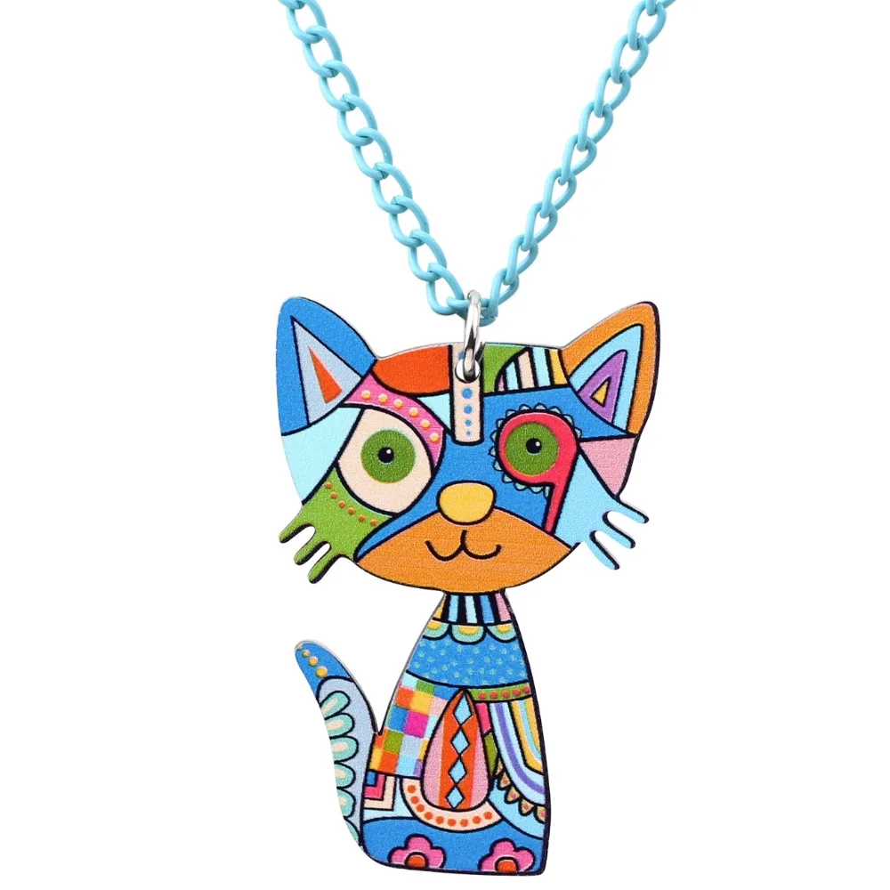 Bonsny Statement Acrylic Anime Kitten Cat Necklace Pendant Chain Choker Collar Animal Jewelry For Women Girls Pet Lovers Gift | Украшения и