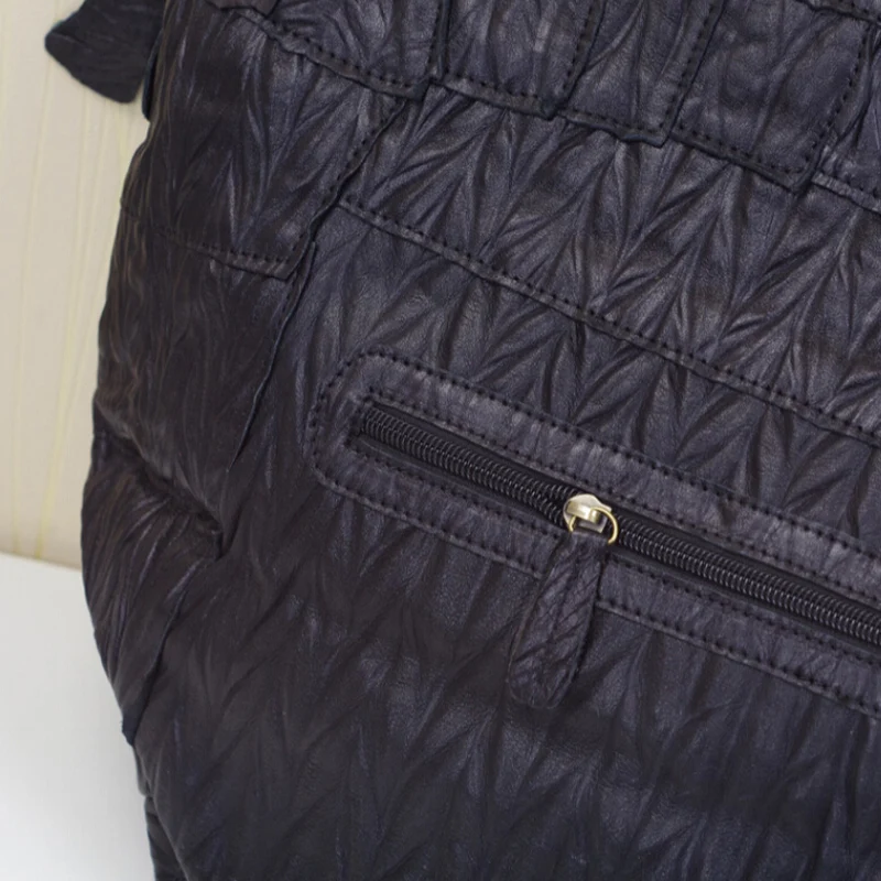 Сумка хобо Женская ручной работы из 100% овечьей кожи с рюшами|sheepskin bag|bags for womenbag |