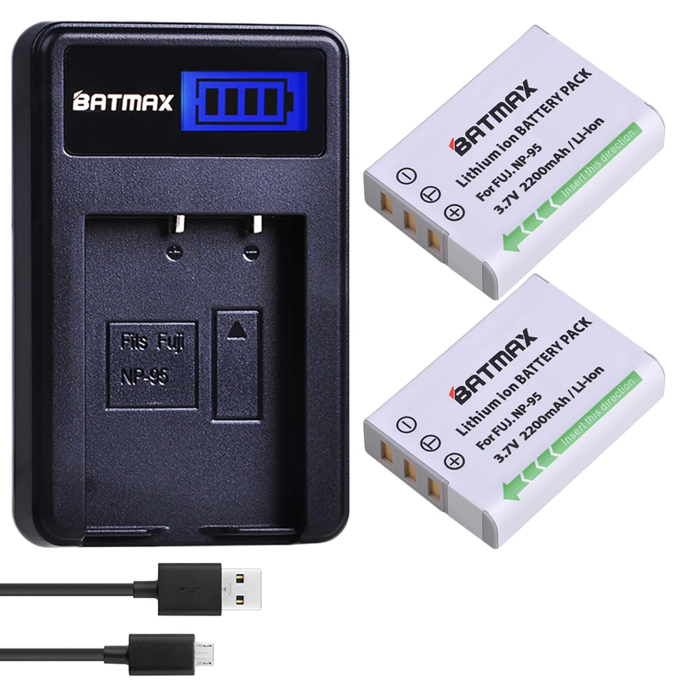 

Batmax 2pc 2200mAh NP-95 NP 95 Battery+LCD Charger for Fujifilm X30 X100 X100S X100T XS1 Fujifilm FinePix F30 F31 3D