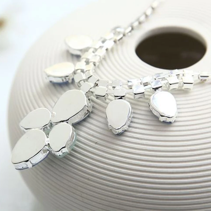 Стразы с голубыми каплями воды серебряные ожерелья покрытием # N036|rhinestone gems|rhinestone