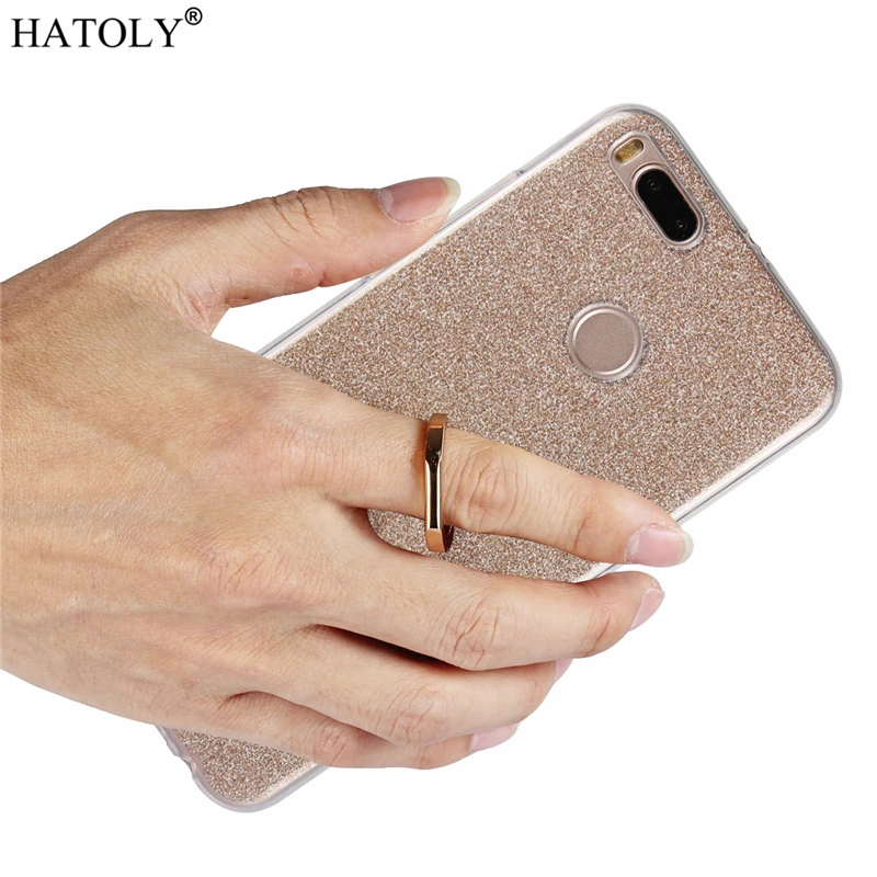 HATOLY Bling кольцо держатель чехол для Xiaomi mi A1 5X прозрачный блеск Чехлы мягкие