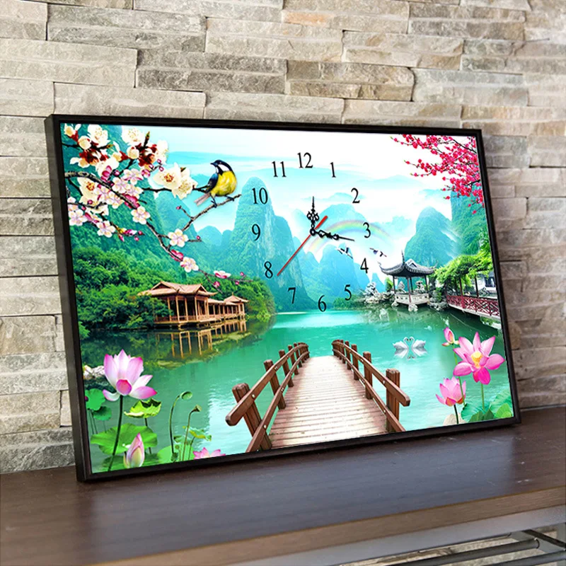 Алмазная вышивка 5D сделай сам мозаика из страз настенные часы особой формы